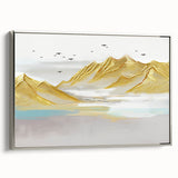 Colorful abstract wall art canvas showcasing vibrant geometric shapes in shades of blue, orange, and yellow, designed for modern decor.