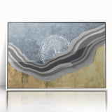 Abstract wall art canvas print showcasing vibrant colors and geometric patterns, rolled and secured in a protective cardboard tube for safe shipping. Perfect for modern home decor.