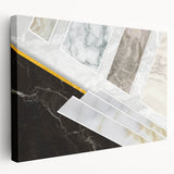 Abstract wall art canvas featuring vibrant geometric shapes in shades of blue, orange, and yellow, ideal for modern home decor and artistic displays.