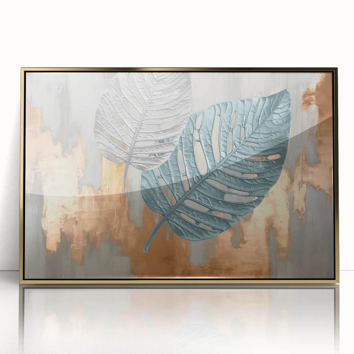 Modern Strokes and Lines Abstract Art with Feather Motif on Canvas