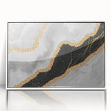 Abstract wall art canvas showcasing vibrant colors and dynamic shapes, perfect for modern decor, rolled and secured in a protective tube.