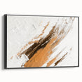 Vibrant abstract wall art canvas print showcasing fluid brush strokes in bold blues, oranges, and yellows, perfect for modern home decor.
