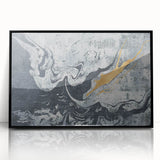 Vibrant abstract canvas artwork showcasing bold colors of blue, orange, and yellow with dynamic shapes, ideal for modern home decor and artistic expression.