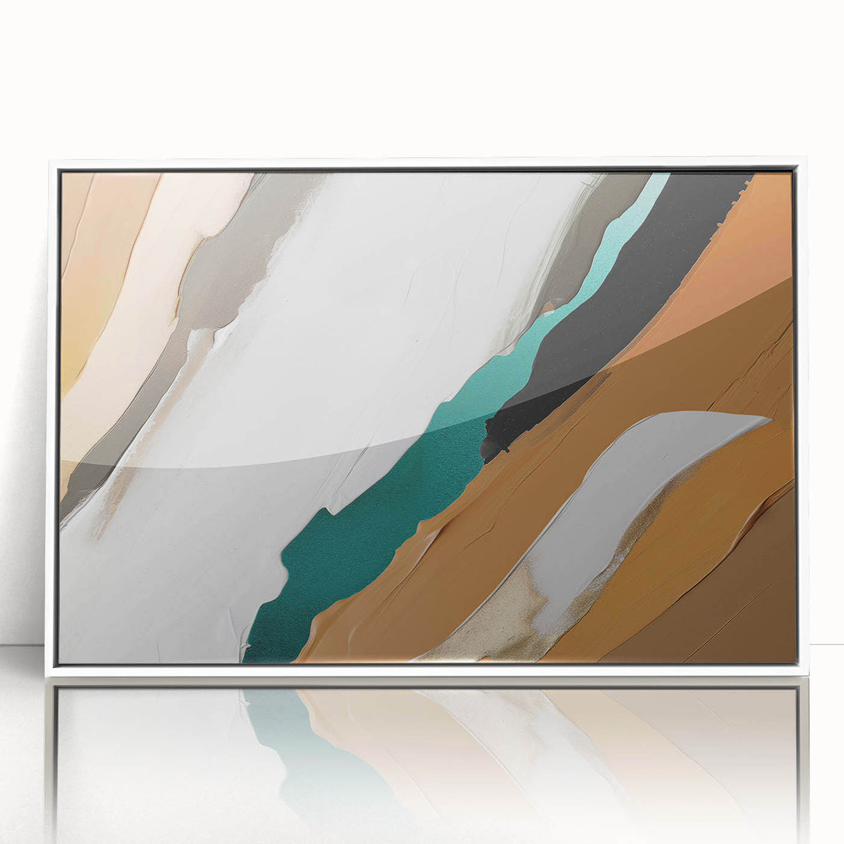 Abstract canvas artwork showcasing vibrant colors and fluid shapes, ideal for modern home decor. The piece features a blend of blues, oranges, and yellows, creating an eye-catching focal point for any room. Perfect for art enthusiasts looking to enhance their living space with unique designs.