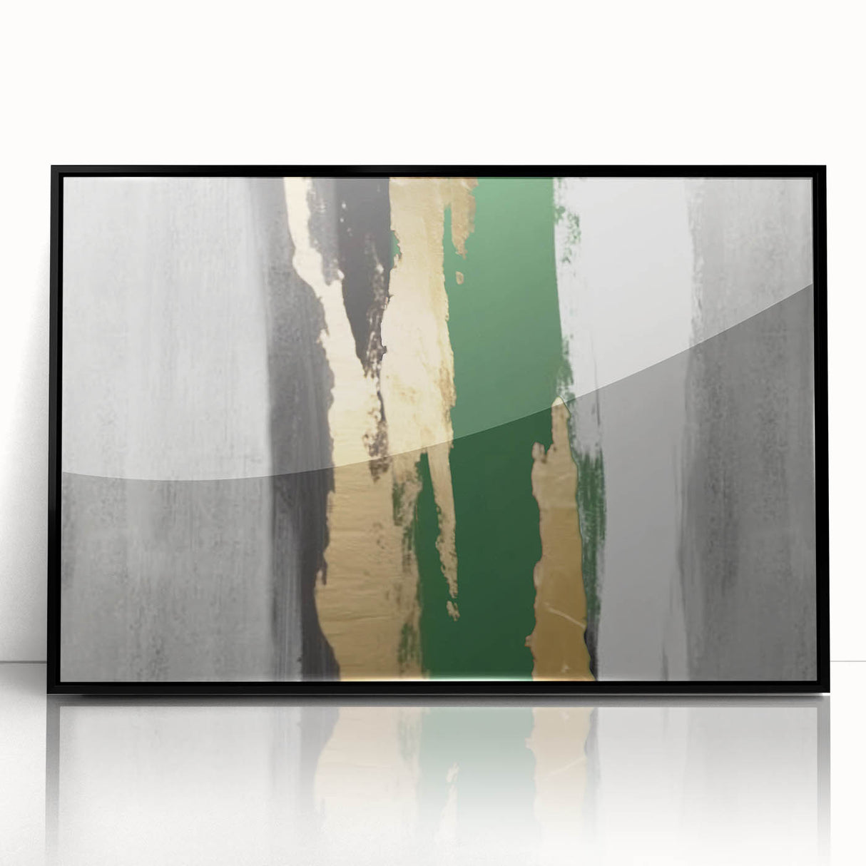 Abstract wall art canvas print displaying vibrant colors and dynamic shapes, ideal for modern home decor, framed in a sleek black frame.