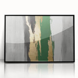 Abstract wall art canvas print displaying vibrant colors and dynamic shapes, ideal for modern home decor, framed in a sleek black frame.