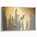 Vibrant abstract wall art canvas print showcasing swirling colors of blue, orange, and yellow with bold brushstrokes, perfect for modern decor.