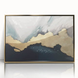 Abstract wall art print showcasing vibrant geometric shapes in bold colors, elegantly displayed in a modern living room setting, enhancing contemporary decor.