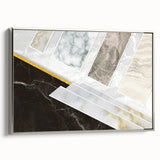 Colorful abstract art canvas print showcasing vibrant geometric shapes in hues of blue, orange, and yellow, perfect for modern home decor.