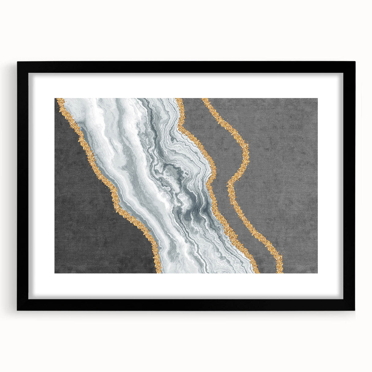 Colorful abstract wall art canvas print showcasing vibrant geometric shapes and flowing lines in shades of blue, orange, and yellow, ideal for modern decor.