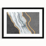 Colorful abstract wall art canvas print showcasing vibrant geometric shapes and flowing lines in shades of blue, orange, and yellow, ideal for modern decor.