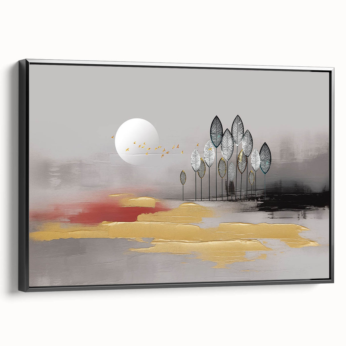 Abstract canvas artwork with vibrant colors and geometric patterns, showcasing modern artistic flair, elegantly displayed on a wall for interior decor inspiration.