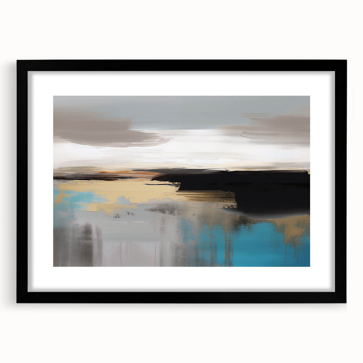 Vibrant abstract wall art canvas print with dynamic swirls of blue, orange, and yellow colors, perfect for modern home decor.
