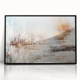 Colorful abstract wall art canvas print showcasing vibrant swirling patterns in shades of blue, orange, and yellow, perfect for modern decor.