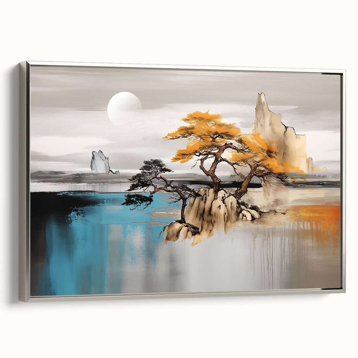 Colorful abstract wall art featuring vibrant geometric shapes and fluid patterns, printed on high-quality canvas, ideal for modern home decor or artistic displays.