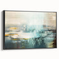 Abstract canvas art print showcasing vibrant colors and dynamic shapes, perfect for modern home decor, framed for an eye-catching display.
