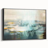 Abstract canvas art print showcasing vibrant colors and dynamic shapes, perfect for modern home decor, framed for an eye-catching display.