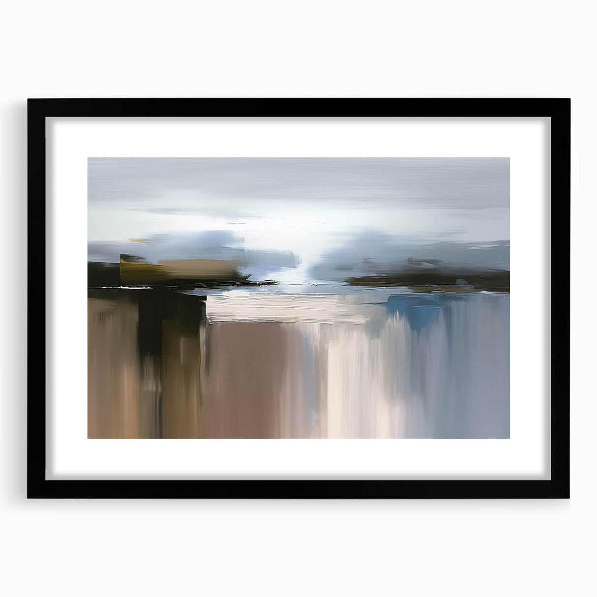 Vibrant abstract wall art print showcasing swirling colors and dynamic shapes, perfect for modern decor, displayed in a stylish living room setting.
