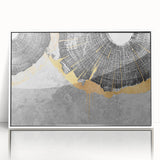 Colorful abstract wall art canvas print showcasing vibrant geometric shapes and fluid lines in hues of blue, orange, and yellow, perfect for modern decor.