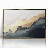 Colorful abstract wall art canvas featuring vibrant shapes and patterns in shades of blue, orange, and yellow, ideal for modern home decor.