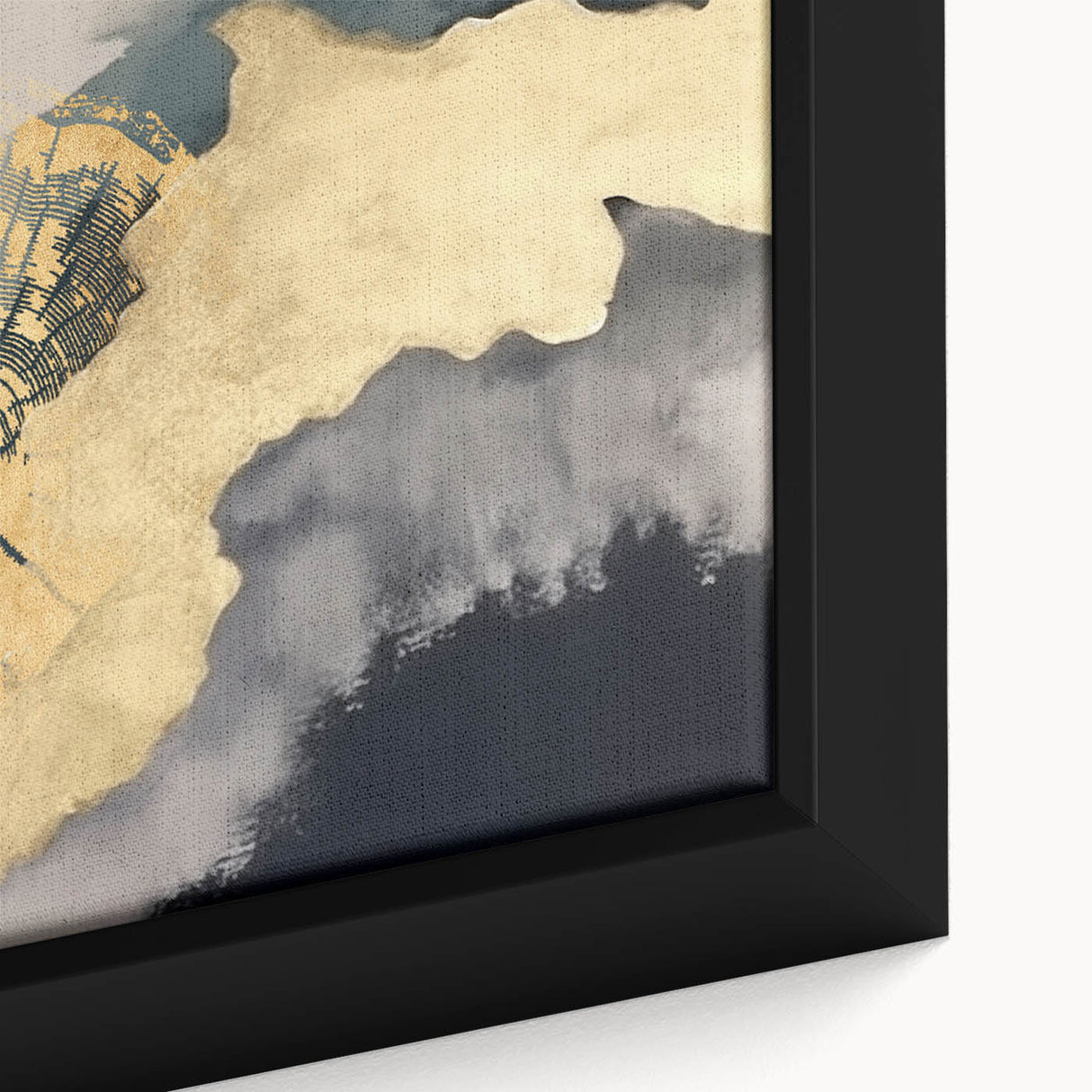 Abstract canvas art print featuring vibrant swirls of blue, orange, and gold, ideal for modern home decor. Sturdy packaging ensures safe delivery.