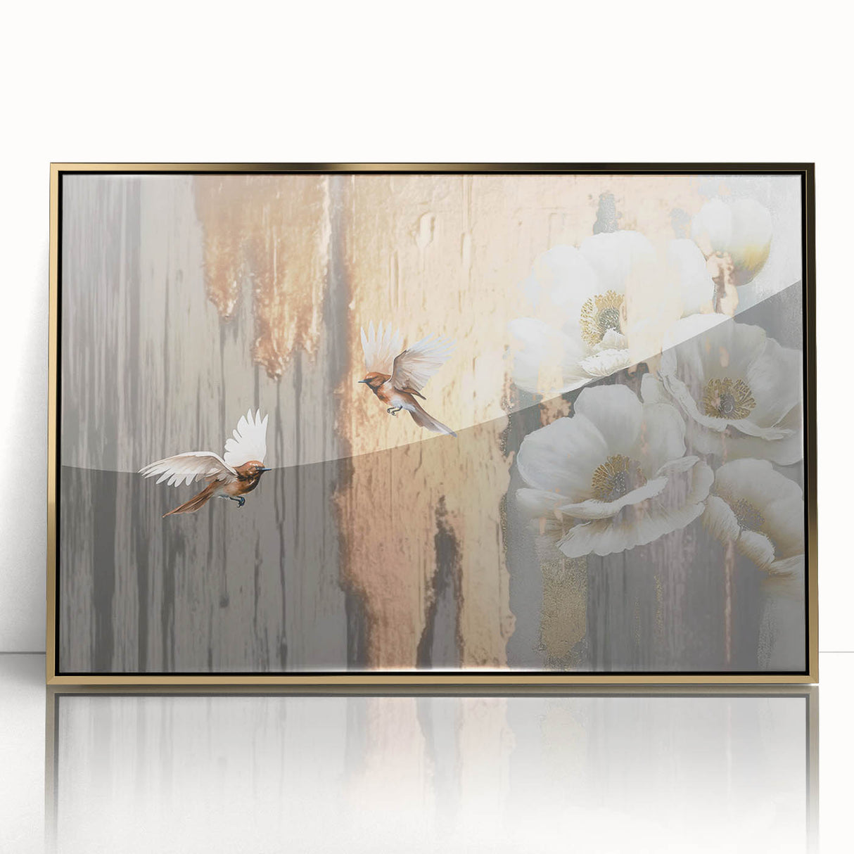 Abstract wall art canvas in vibrant colors, featuring geometric patterns and fluid shapes, rolled and ready for display, emphasizing modern decor style.