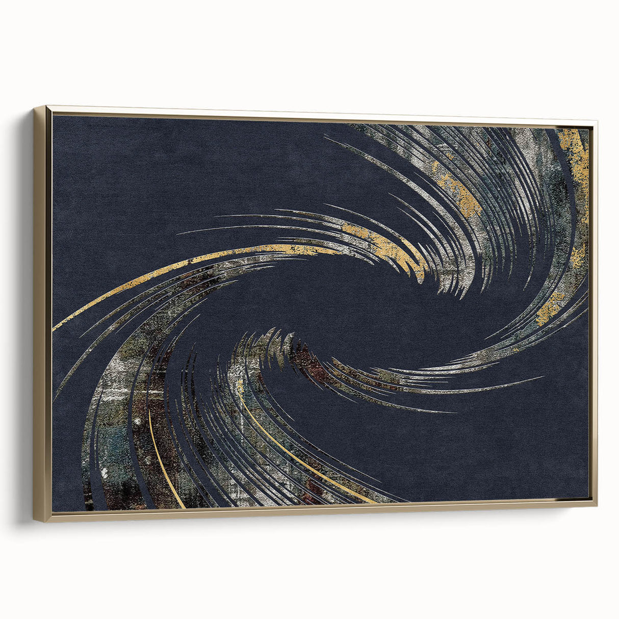 Colorful abstract wall art canvas featuring vibrant geometric shapes and fluid patterns in blue, orange, and yellow, ideal for modern decor.