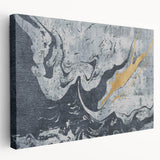Vibrant abstract wall art canvas featuring swirling colors of blue, orange, and yellow, ideal for modern home decor or office styling.
