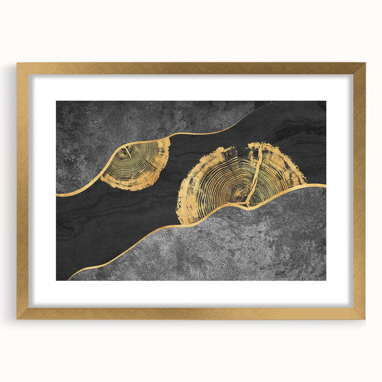 Colorful abstract wall art print featuring swirling shapes and bold hues of blue, orange, and yellow, ideal for modern home decor.