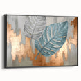 Modern Strokes and Lines Abstract Art with Feather Motif on Canvas