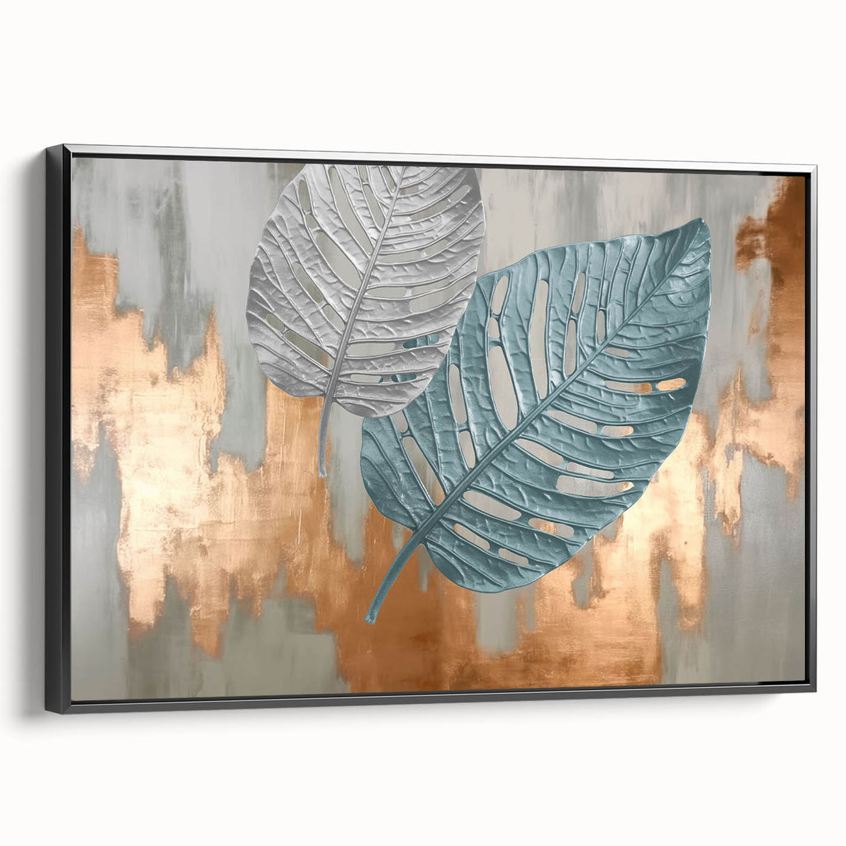 Modern Strokes and Lines Abstract Art with Feather Motif on Canvas