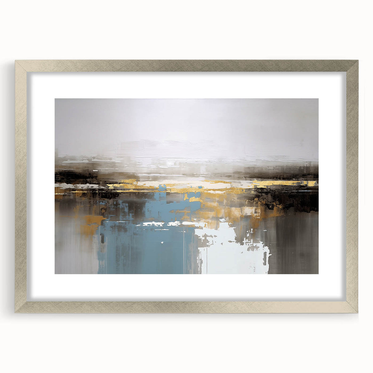 Abstract wall art canvas showcasing vibrant geometric patterns in shades of blue, orange, and yellow, perfect for modern home decor. Displayed rolled in a protective cardboard tube for safe shipping.