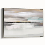 Vibrant abstract canvas artwork showcasing swirling colors of blue, orange, and yellow, perfect for modern home decor or gallery displays.