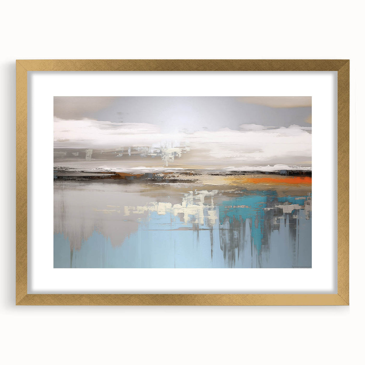 Abstract wall art canvas print showcasing vibrant blue, orange, and yellow colors with fluid shapes, ideal for modern home decor.