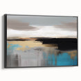 Vibrant abstract wall art canvas showcasing dynamic swirls of blue, orange, and yellow colors, ideal for modern home decor and art enthusiasts.