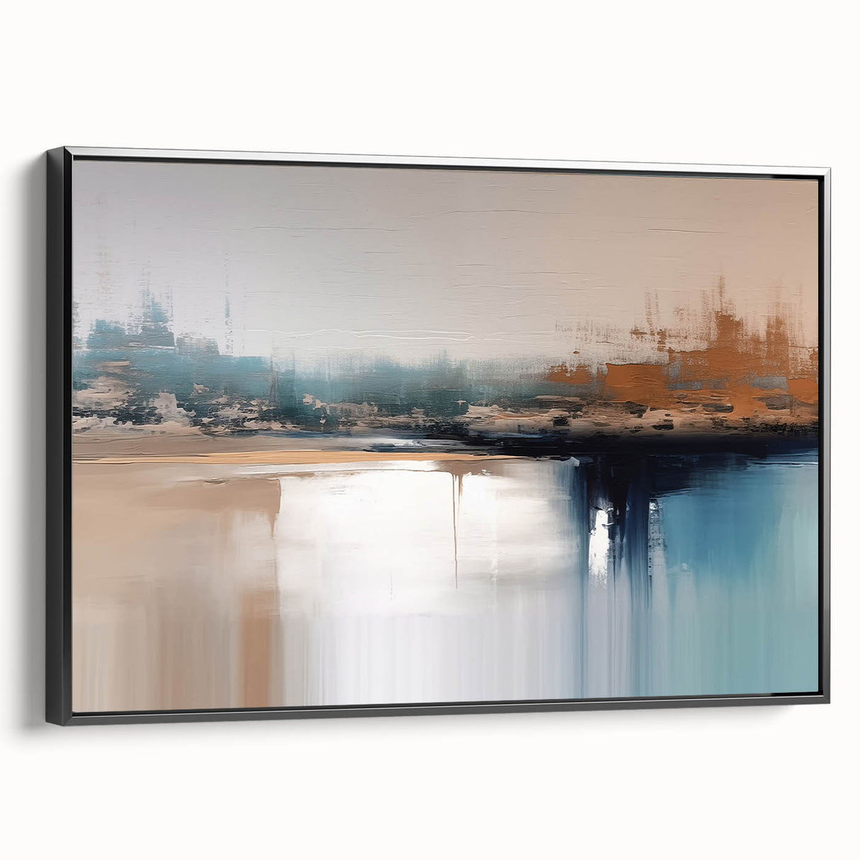 Abstract wall art canvas print showcasing vibrant colors and dynamic shapes, ideal for modern decor. Textured surface enhances visual appeal.