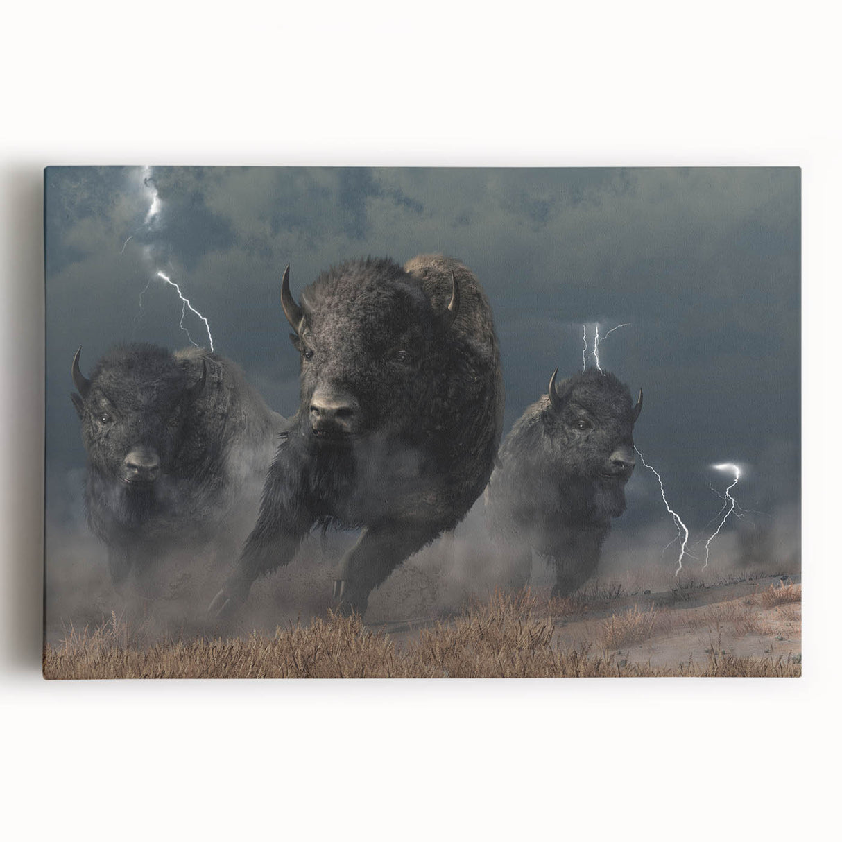 Colorful abstract animal illustration on canvas showcasing vibrant hues of blue, orange, and green, ideal for modern home decor or wildlife enthusiasts.