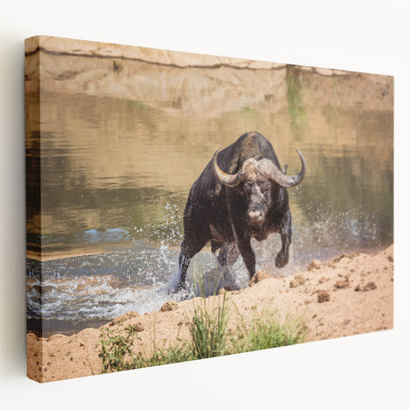 Colorful animal-themed wall art canvas print showcasing a vibrant lion and elephant design, rolled and secured in eco-friendly packaging for safe transport.