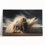 Colorful abstract animal print canvas showcasing vibrant hues of blue and orange, featuring intricate animal designs. Perfect for modern home decor.