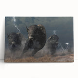 Colorful animal-themed canvas print showcasing a vibrant depiction of a majestic lion against a lush green background, ideal for enriching home decor.