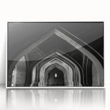 Large art print featuring a mid-century modernist cityscape in muted earth tones.