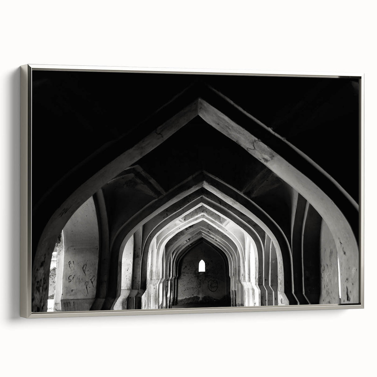 Landscape art painting featuring a vintage poster style in colorful hues on black background, suitable for living room decor.