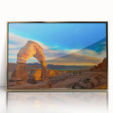 Mid-century modernist art poster featuring geometric shapes in muted colors, printed on canvas.