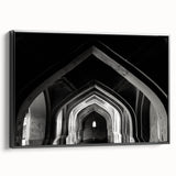 Black and white vintage poster art depicting a serene landscape, printed on framed canvas, suitable for bedroom decor.