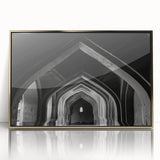 Mid-century modernist art poster featuring geometric shapes in pastel colors on canvas, ideal for nursery wall art.