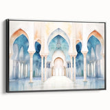 Black and white vintage poster art of a landscape, printed on canvas, suitable for bedroom decor.