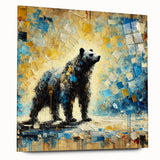 Full-body abstract oil painting of a standing bear, displayed in a side view with vibrant colors and intricate brushwork, ideal for modern home decor.