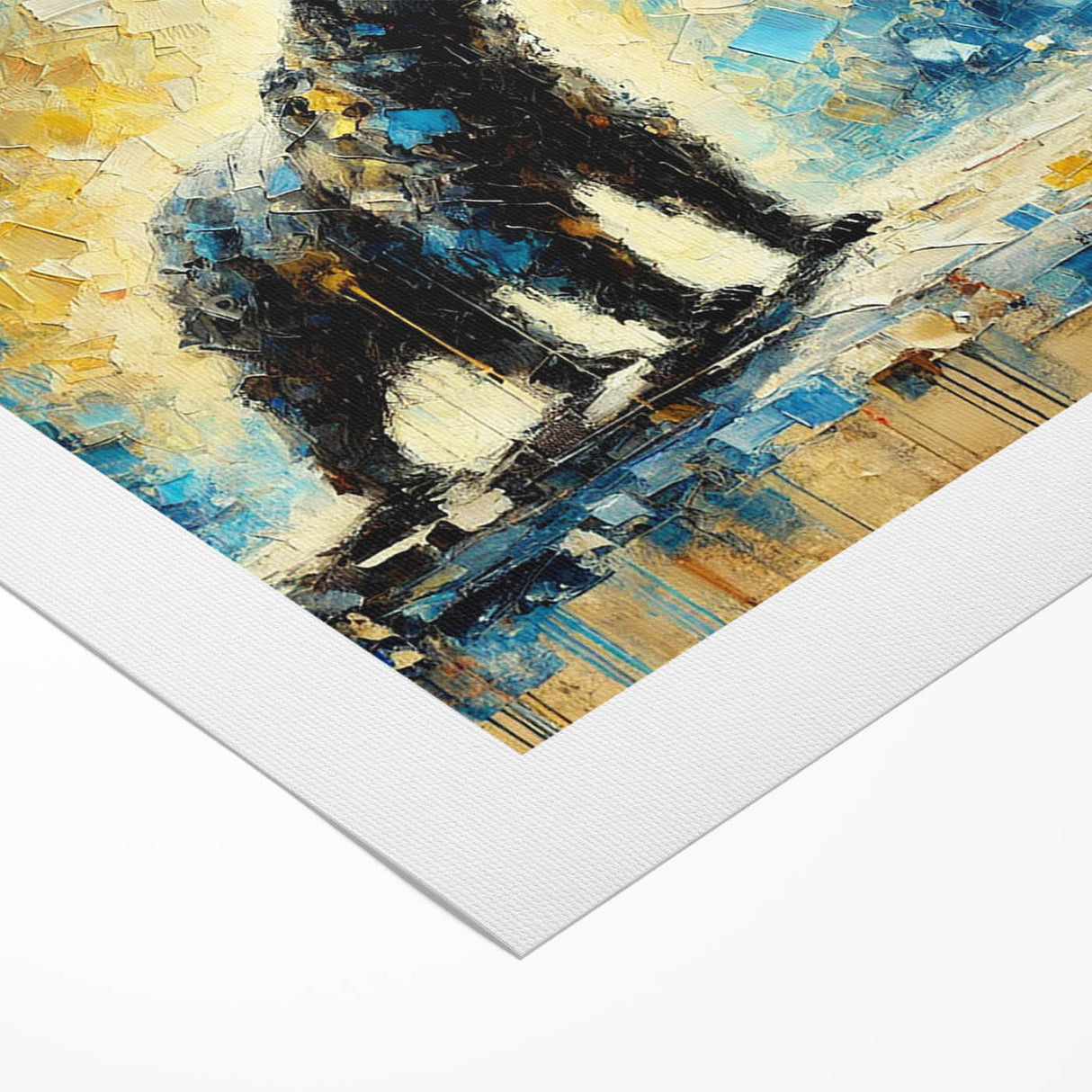 Full-body abstract oil painting of a bear standing against a vibrant backdrop, showcasing bold colors and dynamic brush strokes, ideal for wildlife art enthusiasts.
