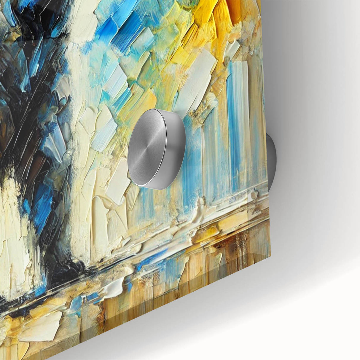Abstract oil painting of a bear, showcasing vibrant colors and intricate brushstrokes, presented in a close-up view highlighting its unique textures and details. Ideal for art enthusiasts and home decor, this piece captures the essence of wildlife through contemporary artistry.