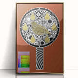 Framed acrylic artwork showcasing a vibrant gold abstract design, prominently displayed in a sleek black frame, ideal for modern home decor and artistic enhancement.